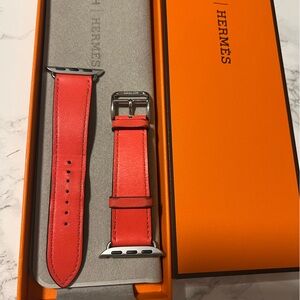 Hermes Apple Watch Band 41mm Rose Texas Swift Leather Single Tour